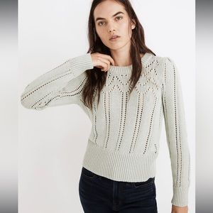 Pointelle Puff-Sleeve Sweater Size Medium
